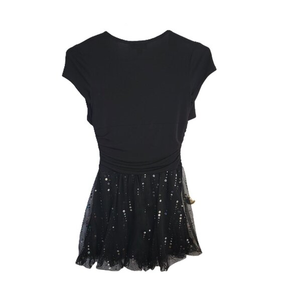 Amys Closet Fancy Party Dress Sequins Netting Attached Jacket Black Size 10 - Picture 4 of 15